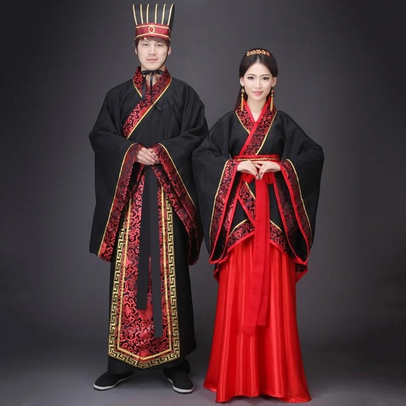 남자와 여자를위한 중국 고대 옷 Hanfu 코스프레 복장 커플을위한 성인 할로윈 의상