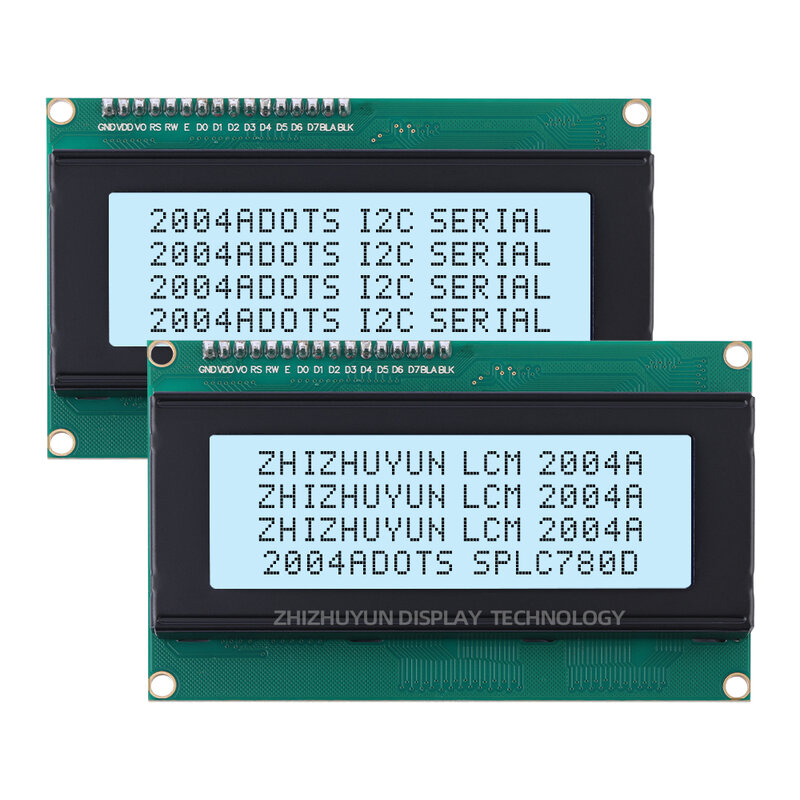 LCM LCD Módulo Character Adapter Board, interface I1C12C, tela LCD, filme cinza, letras azuis, IIC, 2004A, PCF8574, 5V