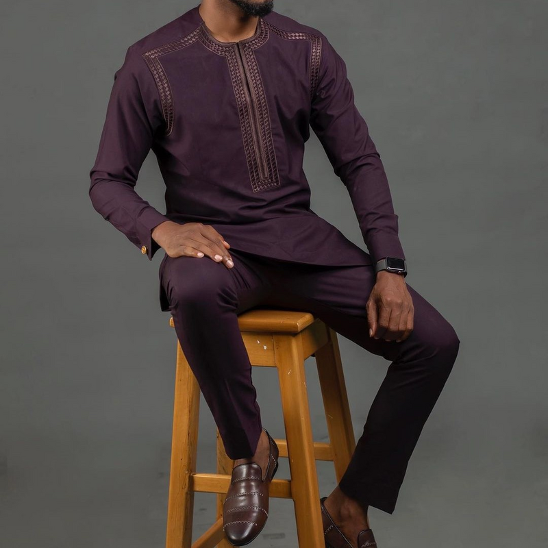 2024 Nieuw In Kaftan Afrikaanse Stijl Pakken Voor Mannen 2 Delige Set Geborduurde Shirts En Broek Traditionele Luxe Pakken Voor Mannen