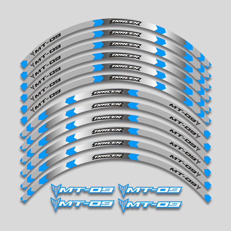 Stiker Motor Decal Roda Pelek Tepi Depan & Belakang Stiker Tahan Air Reflektif untuk Yamaha MT-09 TRACER Sepanjang Tahun