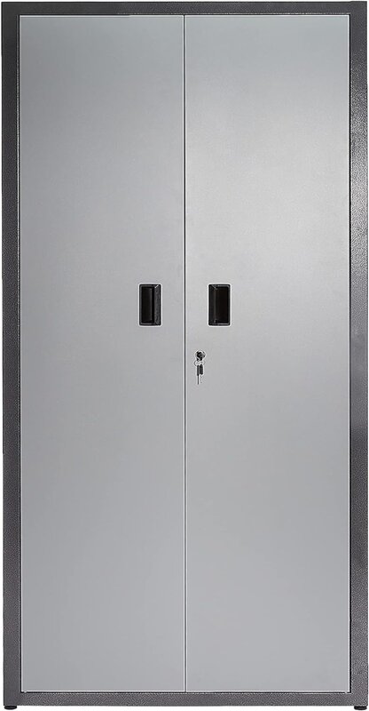 خزانة تخزين جراج طويلة مع أرفف قابلة للتعديل ، خزانات تخزين كبيرة قابلة للطي 72 Nch ، أبواب مغلقة لتخزين الأدوات