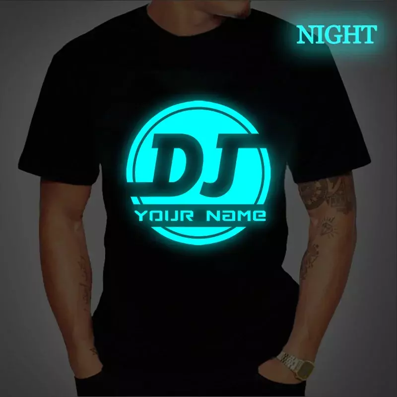 Custom Men's T Shirt Make Your Design Logo Text Men Women Print Original Design Tshirt Luminous DJ Custom DIY Men's Tops Tshirt