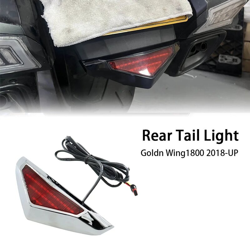 Guardabarros trasero para motocicleta, lámpara LED negra cromada para Honda Goldwing GL 1800 F6B 2018-2024 2022 2023