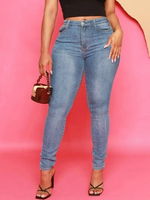 Женские высокоэластичные облегающие джинсы с небольшими штанинами, женская одежда, уличная мода, модные женские узкие джинсовые брюки с высокой талией