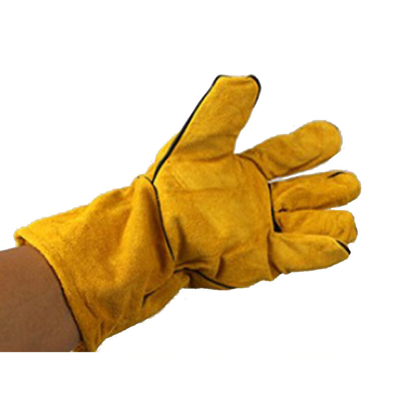 1 paio di guanti da lavoro per saldatura ignifughi in pelle bovina protezione per saldatura in metallo resistente al calore stufa a legna ignifuga antitaglio