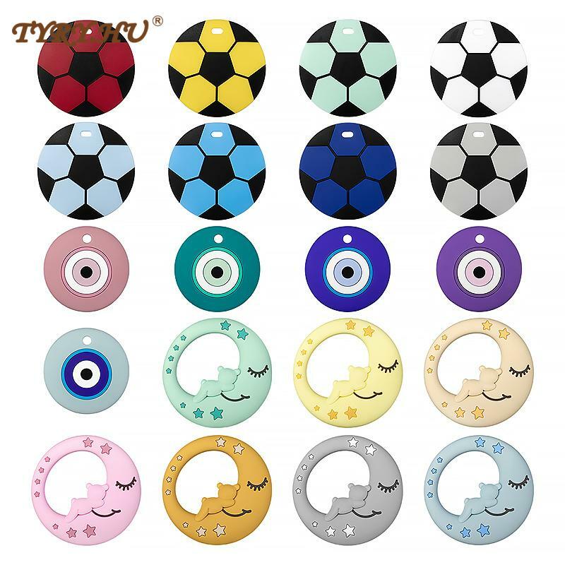 1pc New Moon /Football /Eye Shape Silicone Teethers For Baby Teether For Teeth Care Pendants DIY Pacifier Chain Baby Accessories