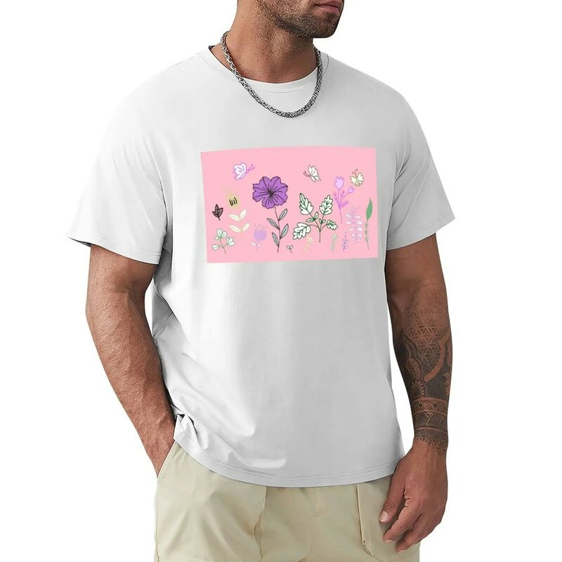 T-shirt à fleurs pour hommes, vêtements mignons, top, médicaments, printemps, été