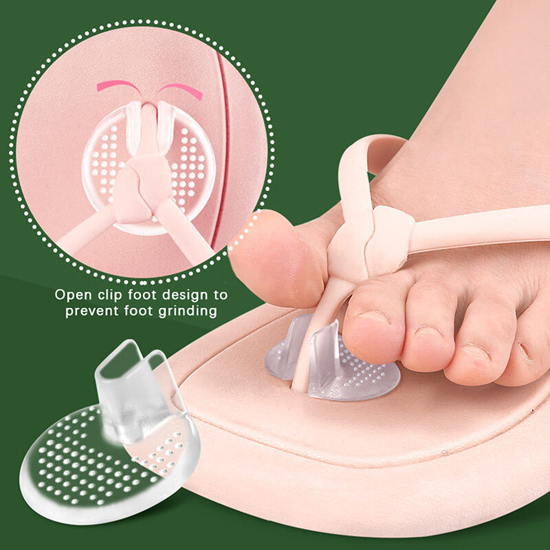 Silicone Anti-Slip Transparente Flip Gel Almofada, pequeno ponto redondo, antepé sapato Pad, Toe Protector, Flip-Flop GEL, 2 pcs