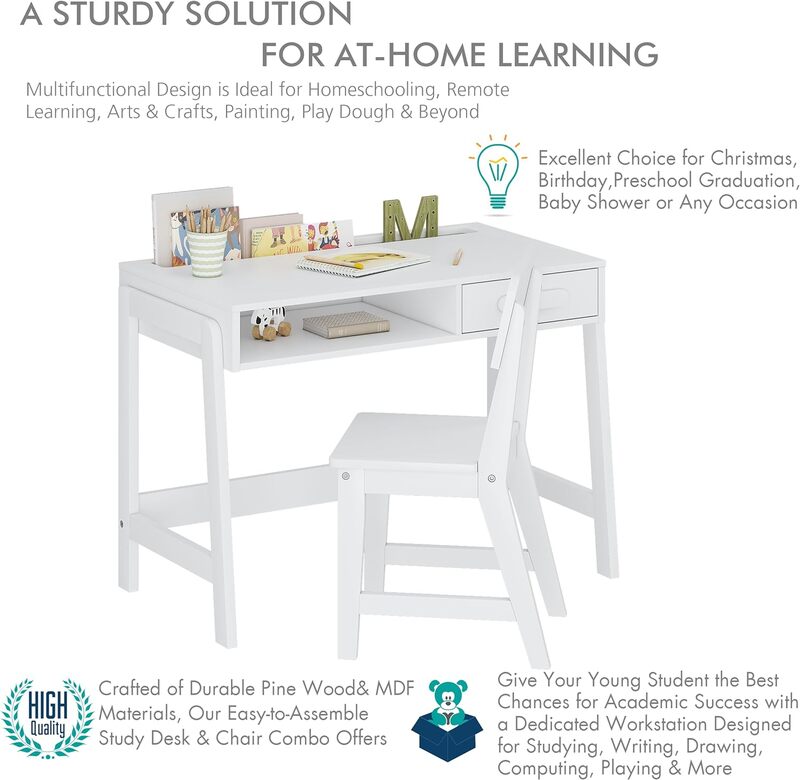 Mesa de estudo de madeira infantil, cadeira infantil para crianças, 66% desconto