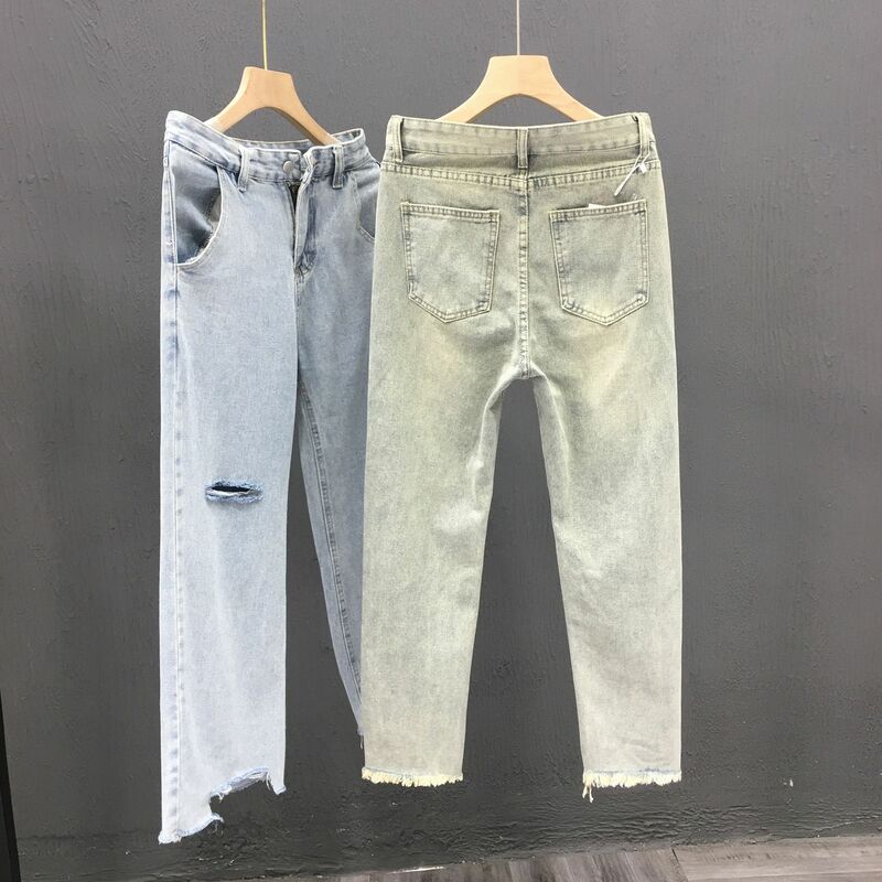 Nieuwe Luxe Mode Koreaanse Stijl Kleding Heren Casual Slanke Jeans Distressed Lente Herfst Denim Potlood Broek Designer Heren Jeans