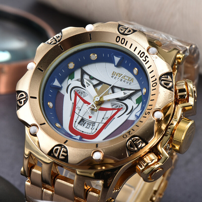Relógio de quartzo de luxo masculino, cronógrafo, casual, pulseira de aço inoxidável, impermeável