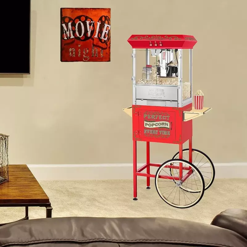 Great Northern Popcorn Machine, Máquina de pipoca perfeita com carrinho, Vermelho, 5995, 10 oz, Novo