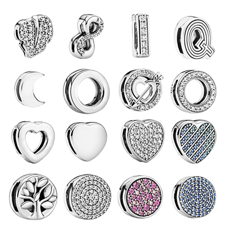 925 Sterling Silver Clipe Charms Letter Round Family Tree Flat Fine Beads Fit Original Pandora Reflexions Mulheres Pulseira Pingente