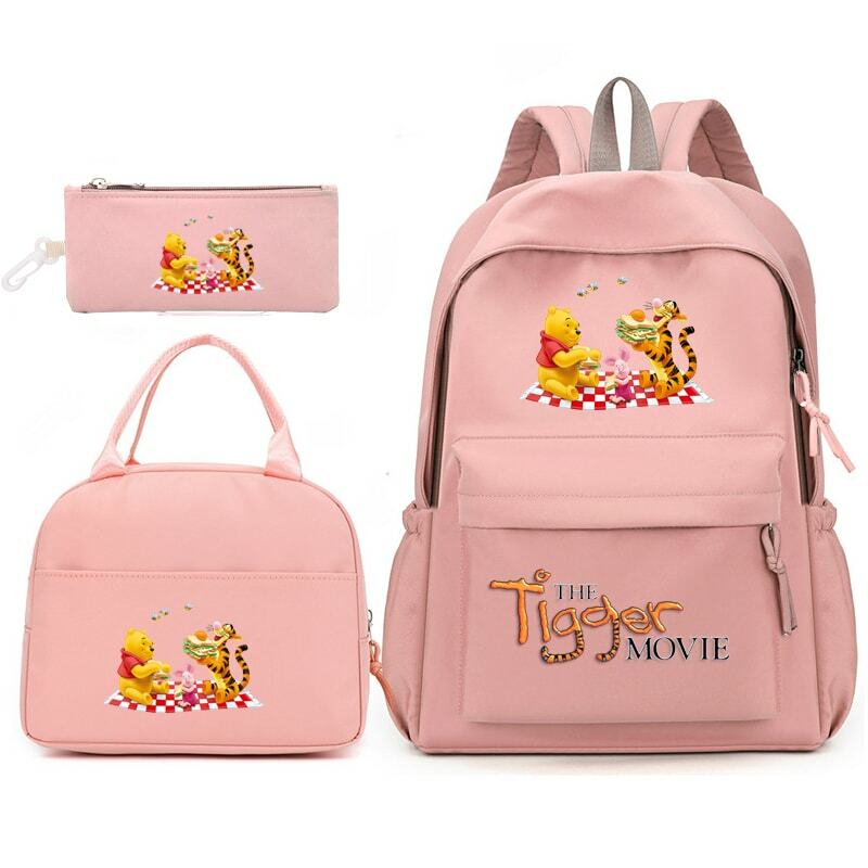 Disney The Tigger Movie 3pcs/Set Backpack with Lunch Bag for Teenagers Student School Bags Casual Comfortable Travel Sets