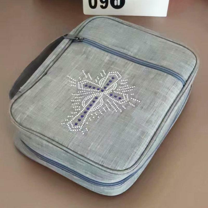 Tas Alkitab dengan pegangan tas penyimpan Injil, wadah dokumen Alkitab kapasitas besar dengan pegangan tahan debu dapat dicuci untuk