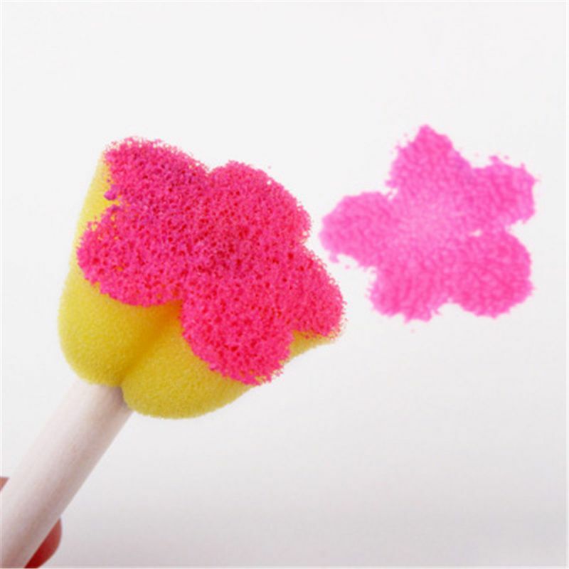 5Pcs Sponge Brushes Drawing Toys Children Art Flower Pattern DIY Painting Tools  A0NC