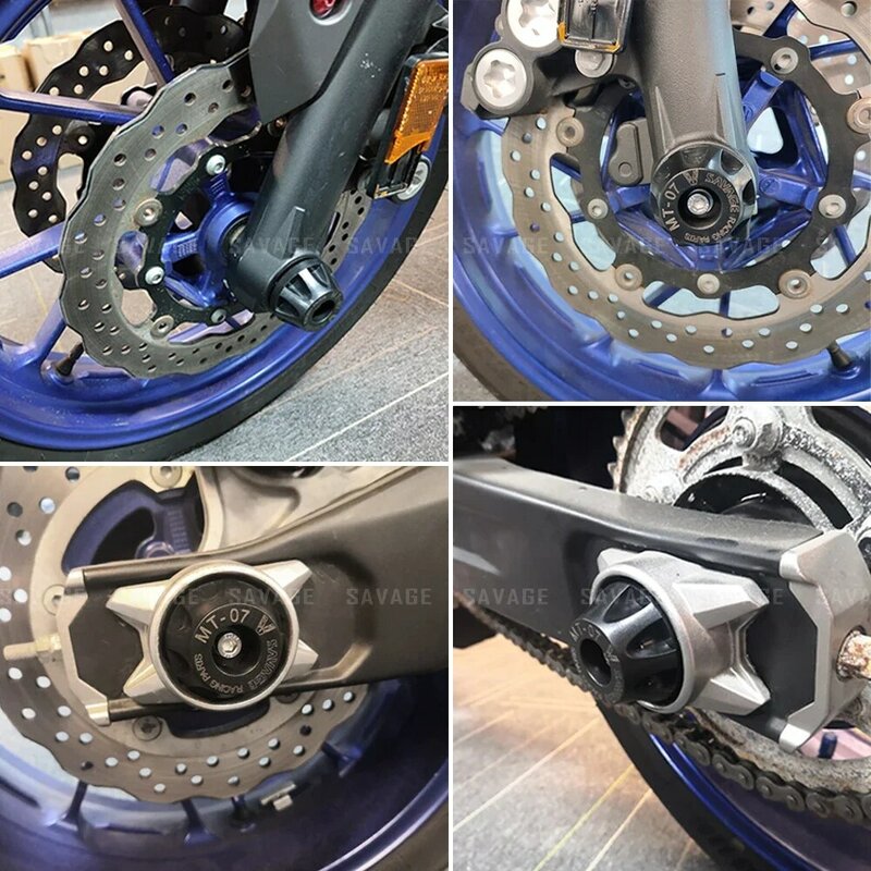 Forquilha dianteira e traseira Bater Slider para motocicleta, protetor de roda, Yamaha MT-07, FZ-07, 2014-2021, XSR700, MT07, FZ07, XSR 700, MT, FZ 07