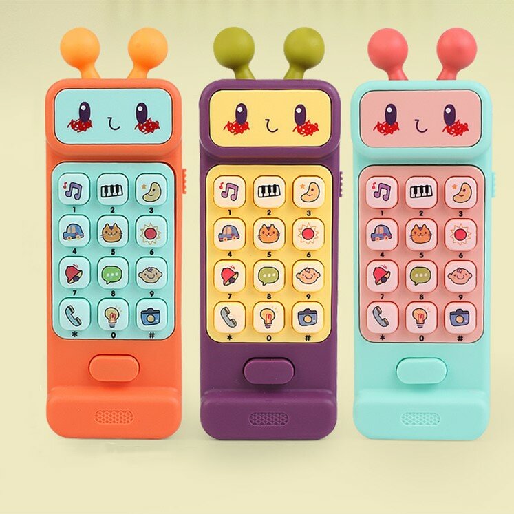 2023 Baby Cartoon Simulation Mobile Phone Toy Children's Music Early Education Story Machine Bilingual Learning Toy Tiktok