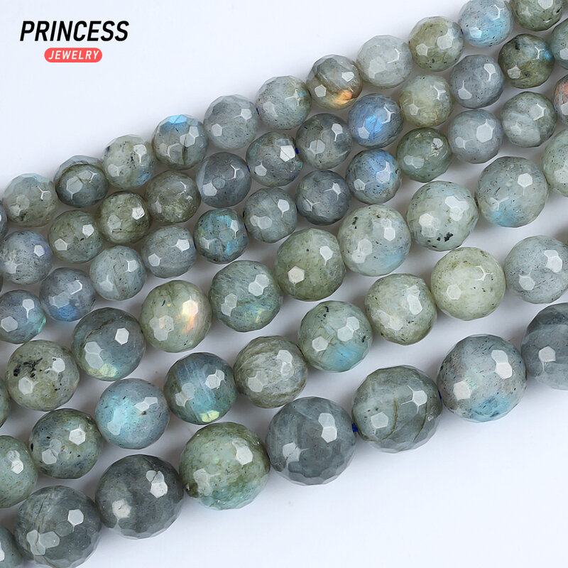 Natural Faceted Madagascar Labradorite Stone Beads Charm for Jewelry Making Bracelet Necklace DIY Accessori 4 6 8 10 12mm