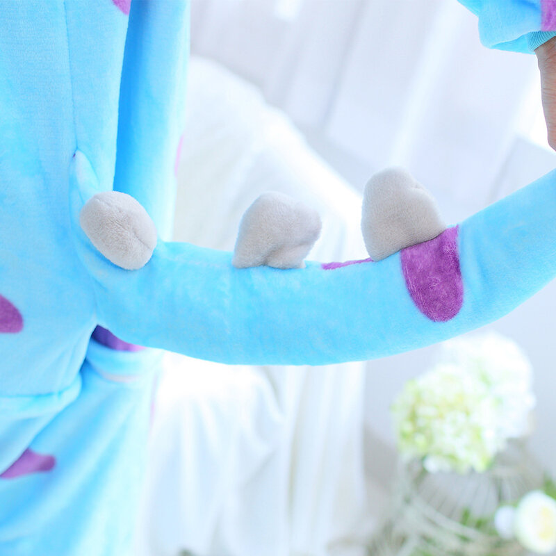 Pijama de franela de vaca azul para adultos, mono de Cosplay Unisex, ropa de casa suelta de dibujos animados de animales, Onesies con capucha, camisón de invierno