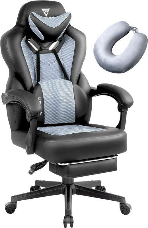 Kursi Gaming, kursi Gaming ergonomis untuk orang berat dan dewasa, kursi komputer meja kantor berbaring dengan sandaran kaki dan pinggang