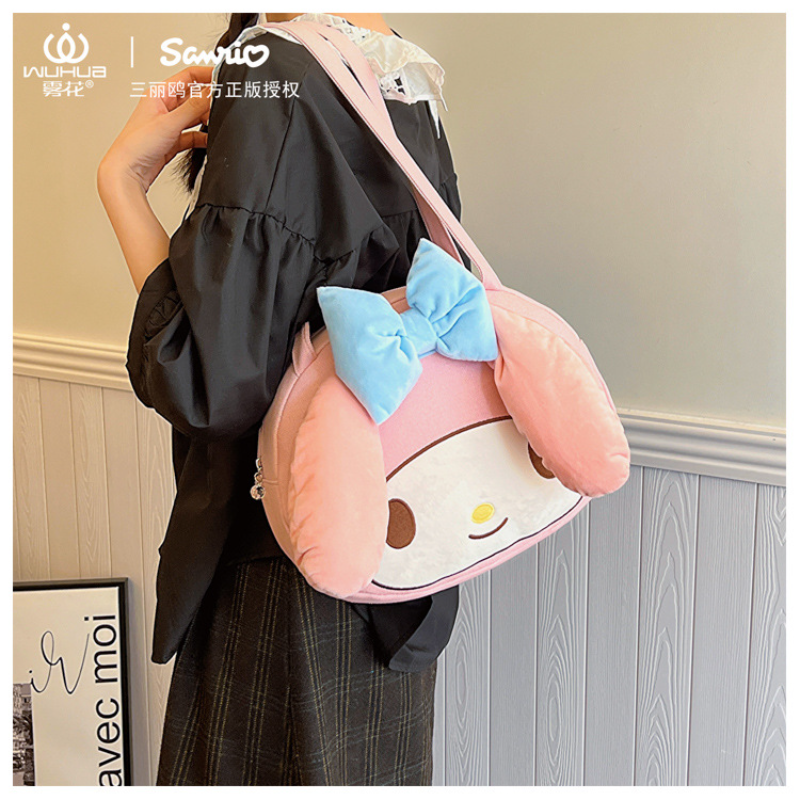 Sanrio nowa melodia kreskówka Tote urocza i lekka torba na ramię rekreacyjna o dużej pojemności