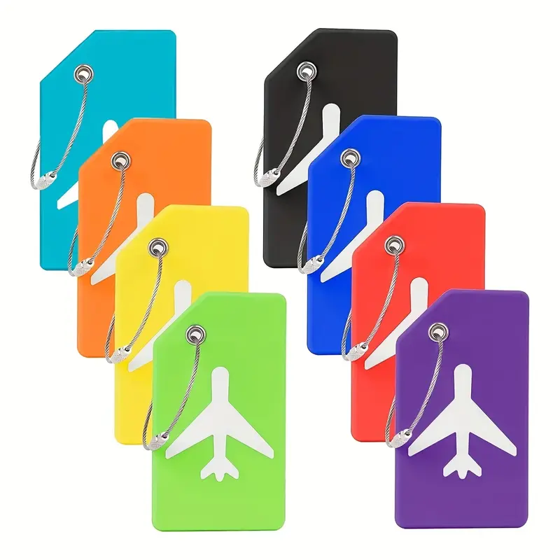 1pc/5pcs Silicone Luggage Tag with Name ID Card Simple Luggage Tag Travel Accessories Bag Tags for Luggage Plastic Tag