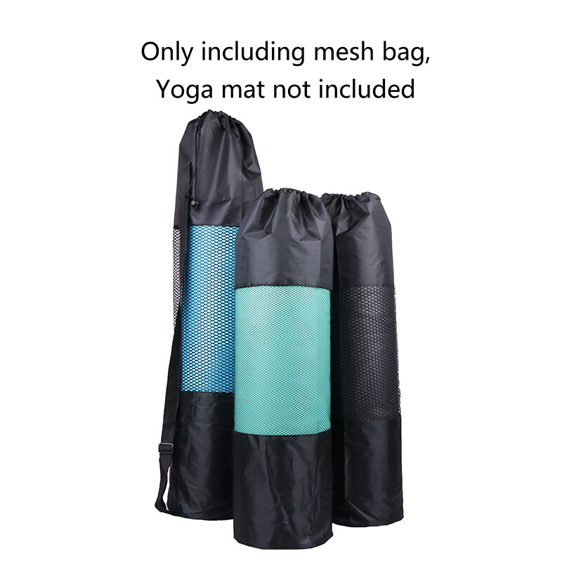 Tas penyimpanan jala portabel, cocok untuk sebagian besar tikar Yoga, tas tikar Yoga hitam, tas olahraga bernapas dengan tali bahu yang dapat disesuaikan