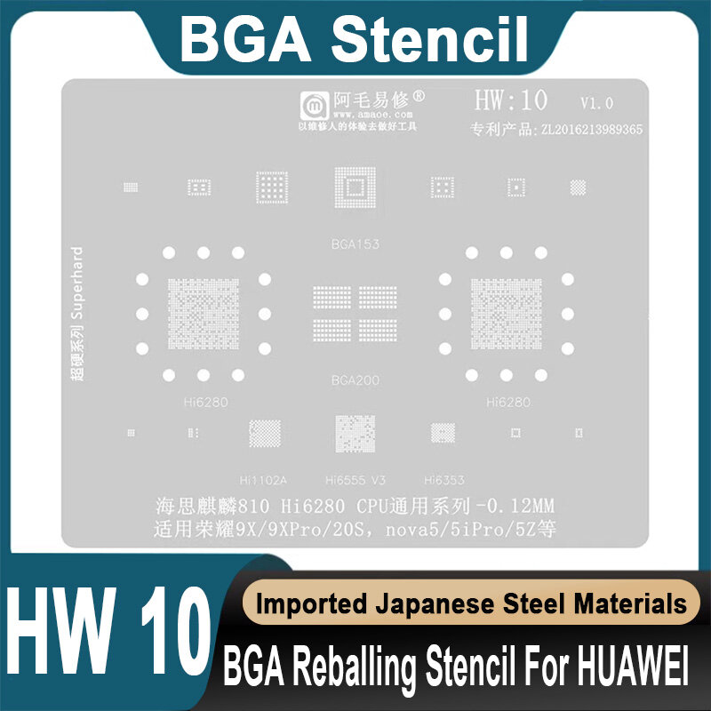 Stensil BGA untuk HUAWEI Honor 9X Pro 20S Nova 5 5i Pro 5Z HI6280 CPU stensil penanaman ulang manik-manik biji timah stensil BGA