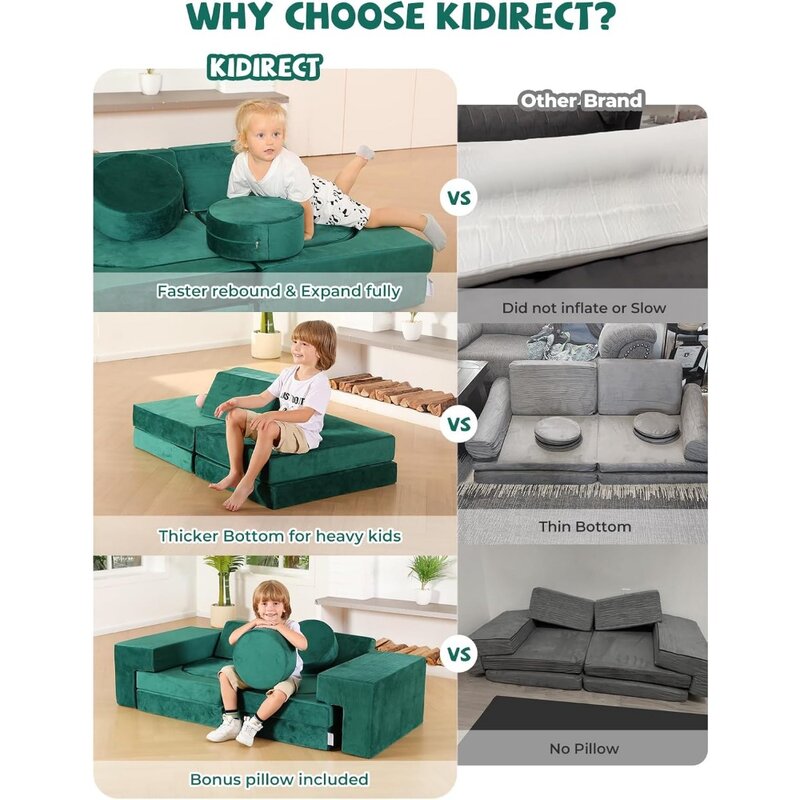 Schaum Couch für Kinder Couch Gebäude Fort Kinder sofas Mini-Sofa 10s Instant Rebound stilvolle Baby Boy Girl Geschenke Möbel