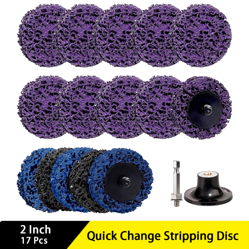 2 Inch 17 Pcs Quick Change Stripping Disc 50mm with 1/4’’ Grinding Discs for Drills Die Grinder Clean and Remove Paint Rust Weld