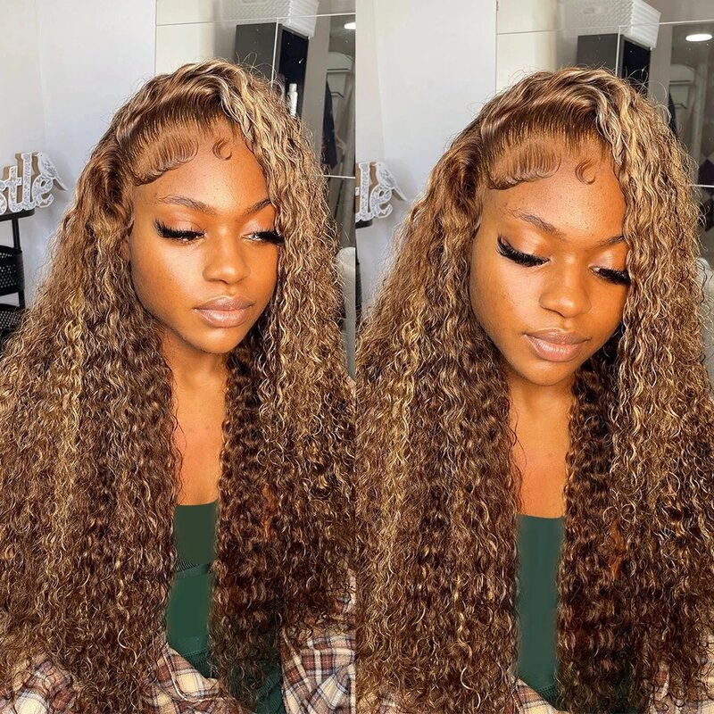 Highlight Ombre Curly 7x5 Glueless Wig Human Hair Ready To Wear Bleached Knots 4/27 Deep Wave 13x4 Lace Front For Women Pre Cut