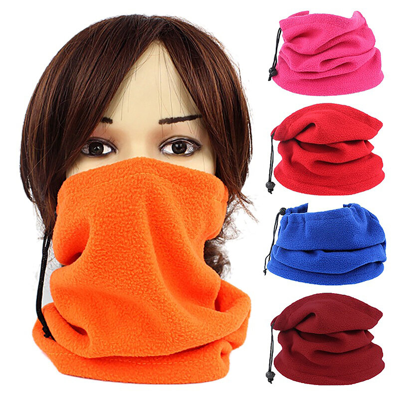 Fleece Scarf Drawstring Fleece Neck Sleeve Scarf Men Bandana Neck Warm Winter Windproof Tube Scarves For Face Snowboard Ski Buff