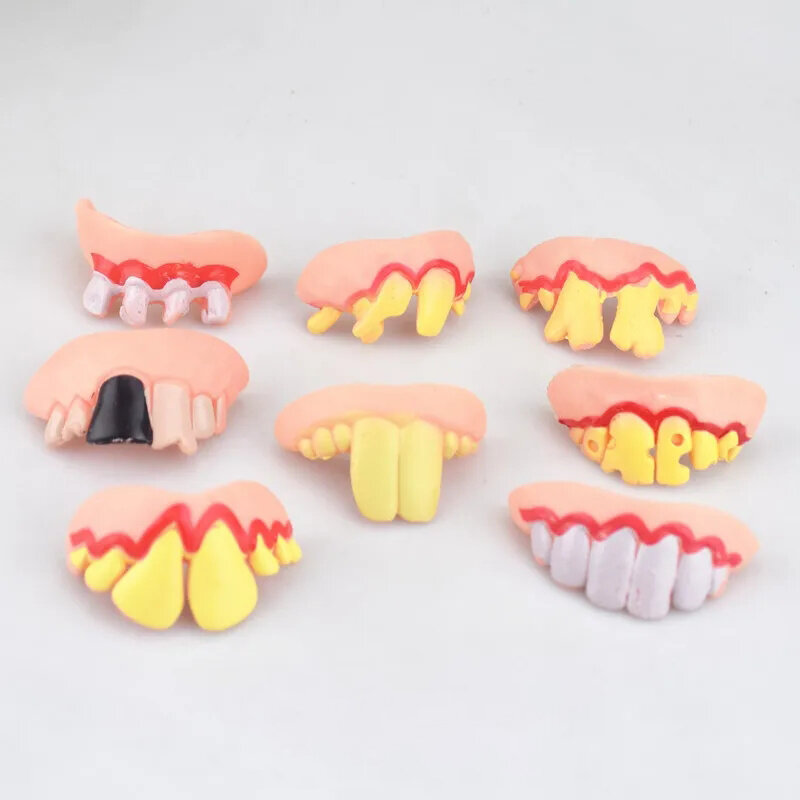 10PCS Prank Freak False Teeth Set Gags Practical Differen Funny Gags Practical Jokes Halloween/April Fool's Day Gift Wacky Toys