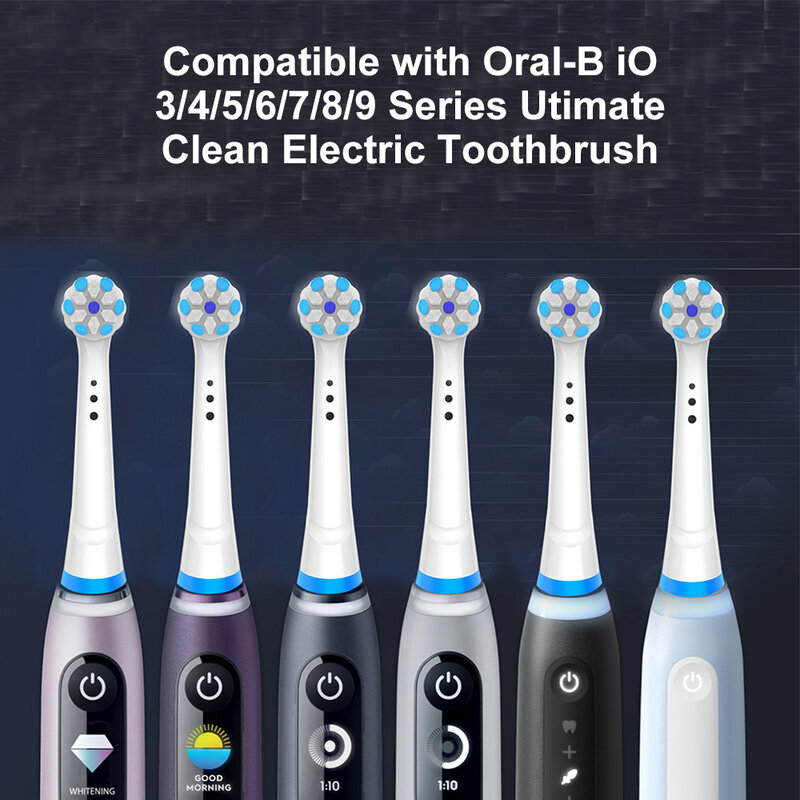 Cabeças de Substituição Escova Elétrica, Ultimate Clean, Compatível com Oral-B iO 3, 4, 5, 6, 7, 8, 9, 10 Series, 4 Pack