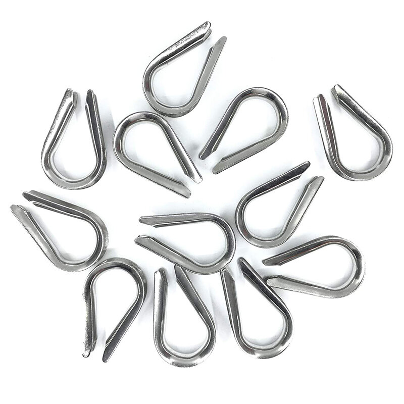 12 Pcs M10 Stainless Steel Thimble For 3/8 Inch Diameter Wire Rope Cable Thimbles Rigging