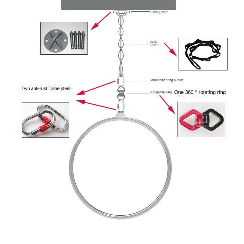 Yoga High Air Hanging Ring Stainless Steel Acrobatic Gymnastics Hanging Ring Props Aerial Dance Fitness Hanging Ring