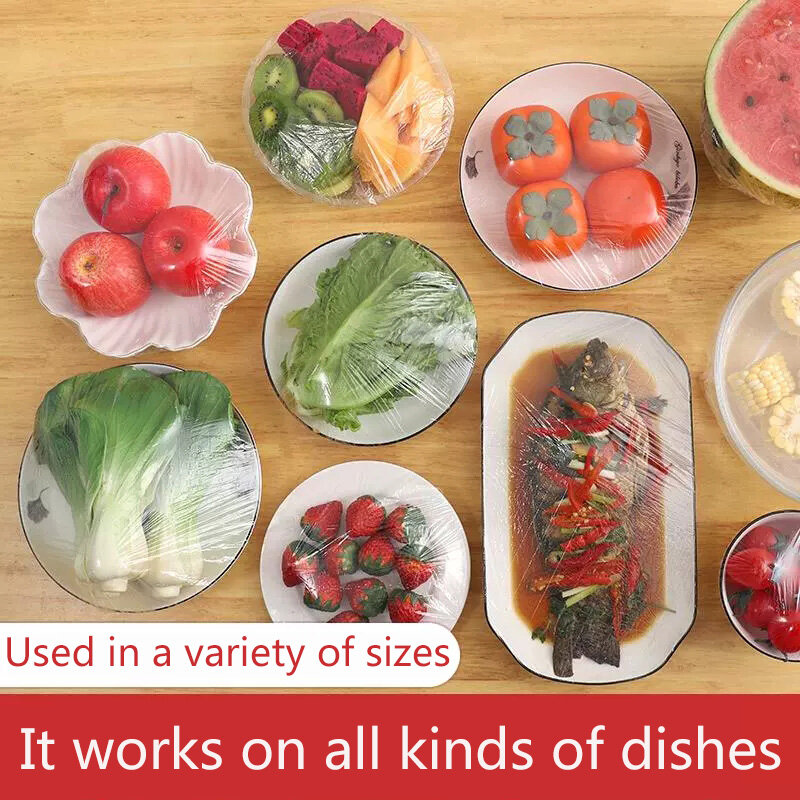 Wegwerp Voedselhoes Plasticfolie Fruit Voedselhoes Elastische Plasticfolie Hoes Food Grade Opbergtas Keuken Organizer