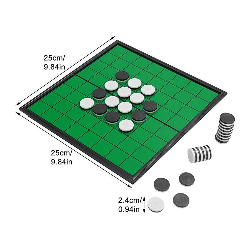Set papan catur magnetik portabel, Set catur perjalanan warna hitam & putih buatan tangan besar, permainan catur & catur