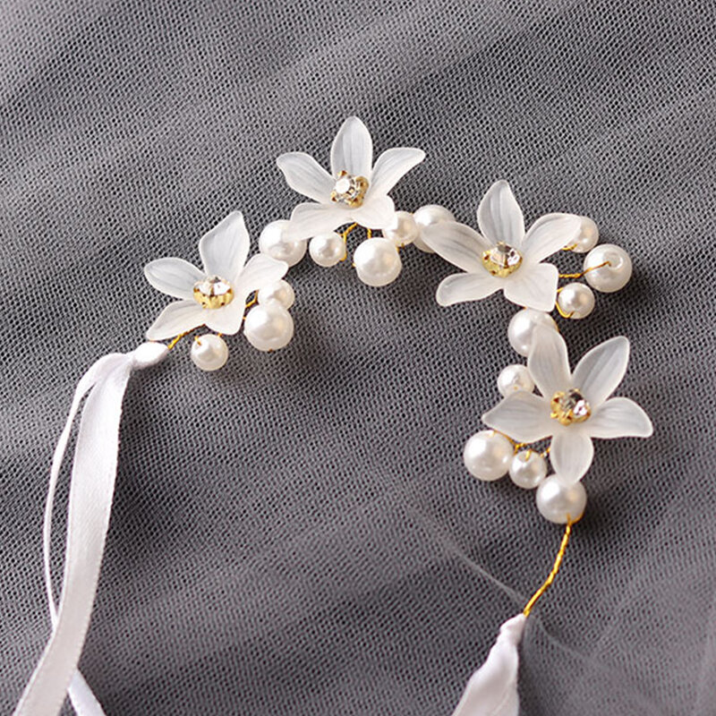 Ramillete de cristal de perlas de flores de muñeca para dama de honor, pulseras de boda de novia hermosa, accesorios de joyería para niñas