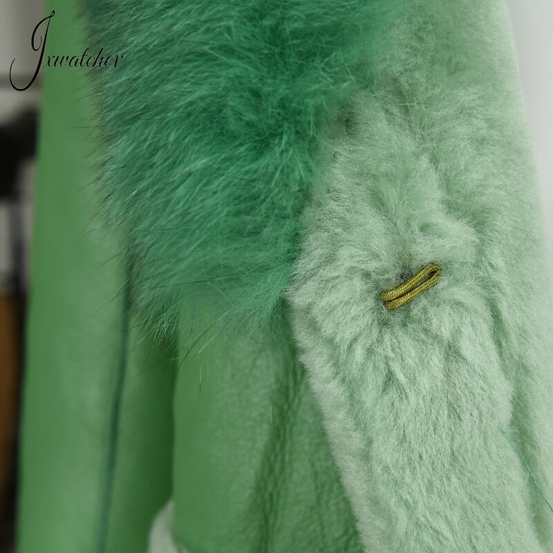 Jxwatcher feminino curto real shearling casaco genuíno pele de cordeiro jaqueta de couro quente lã real inverno dupla face outerwear 2022 novo