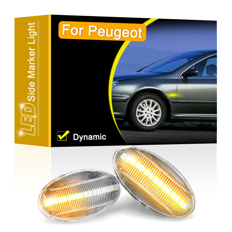 12V Clear Lens Dynamic LED Side Marker Lamp Assembly For Peugeot 107 1007 108 206 301 307 407 Blinker Turn Signal Light
