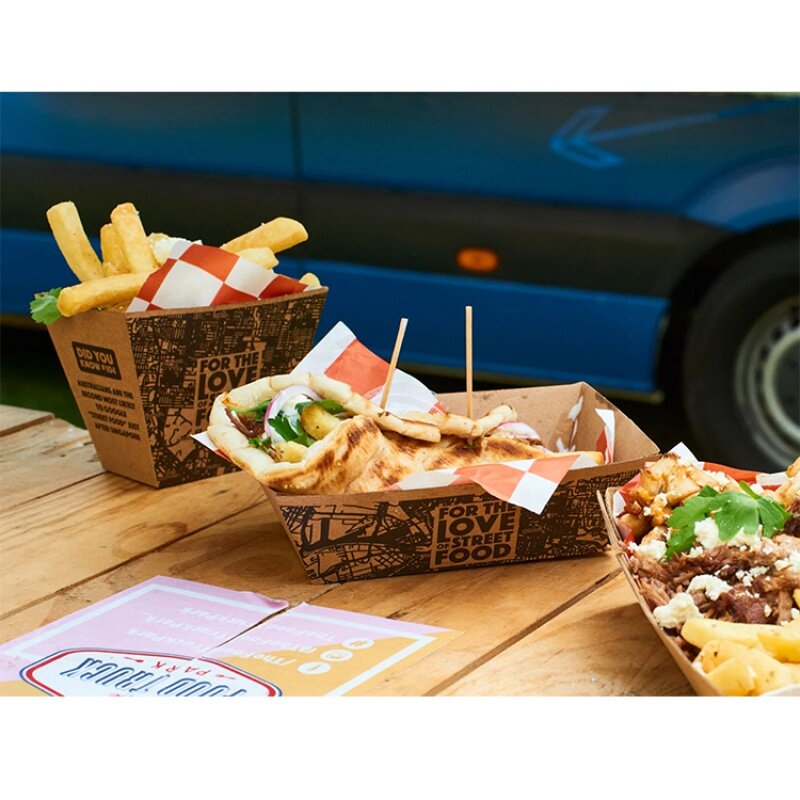 Prodotto personalizzato logo personalizzato eco ristorante usa e getta per andare fast food insalata imballaggio carta kraft pollo fritto take out conta