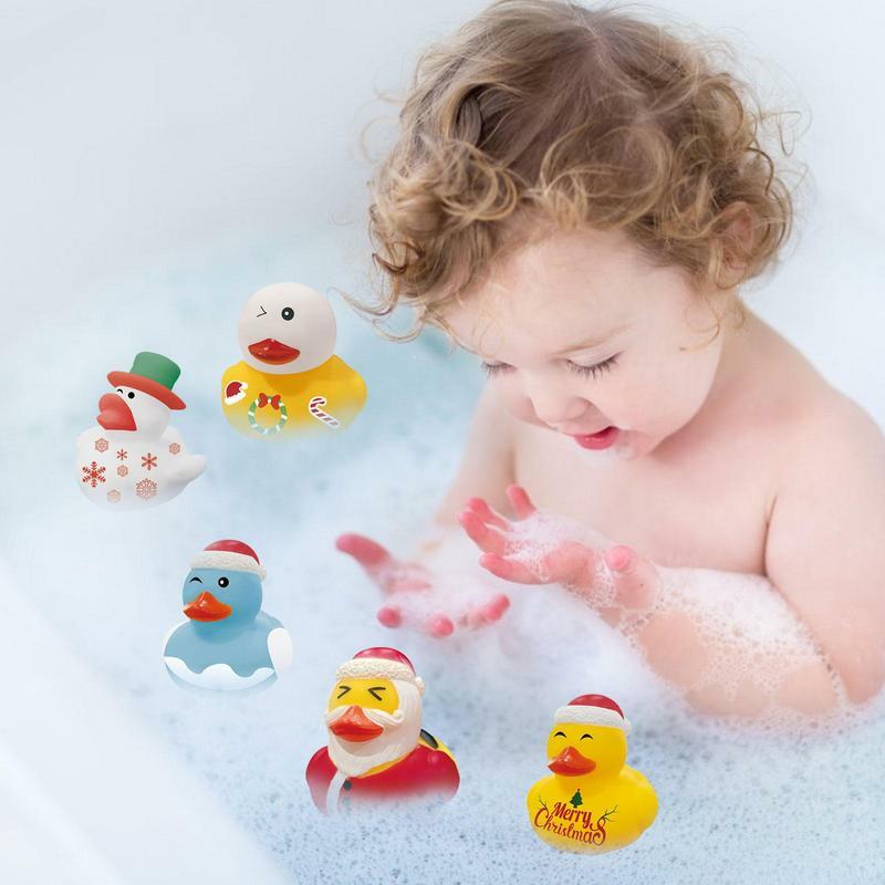 Anatre di natale Bulk 12Pcs Funny Duckies Bath Pool Toy Set bagno vasca da bagno giocattoli forniture per feste per la scuola carnali e all'aperto