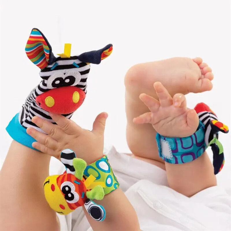 Infant Baby Kids Socks Wrist Rattle Set Toys Foot Socks 0~6 Months Newborn Grab Training Rattles Educational Games Baby Toy Gift