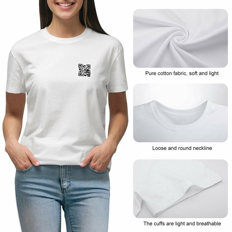 Rickroll QR Code เสื้อยืดท็อปแบบตัวสั้นเสื้อพิมพ์ลายสัตว์ตลกสำหรับเด็กผู้หญิงเสื้อยืดเดรสสำหรับผู้หญิงขนาดใหญ่พิเศษ