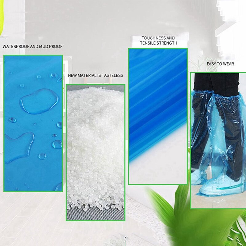 30 Pairs Waterproof Thick Plastic Disposable Rain Shoe Covers High-Top Anti-Slip For Women Men