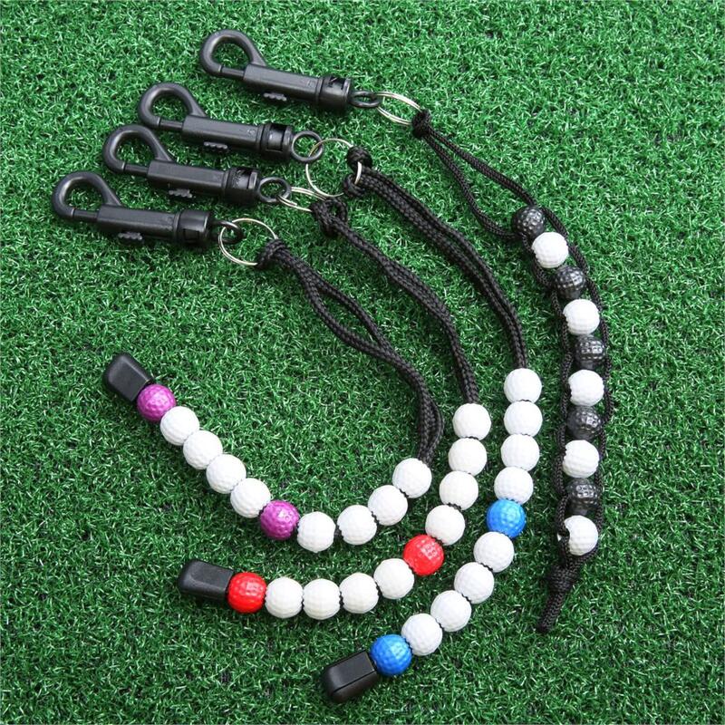 Compteur de score de course de golf en nylon tressé avec perles de balle de golf en plastique, compteur de putt, aides à l'entraînement sportif, utile
