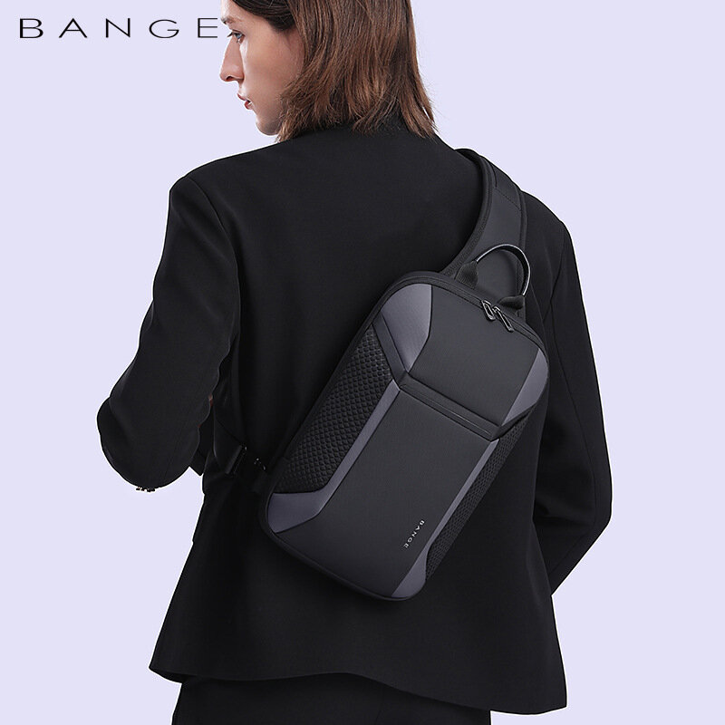 Многофункциональная мужская сумка через плечо BANGE из ткани Оксфорд, нагрудной мессенджер с защитой от кражи для коротких поездок, с USB-зарядкой