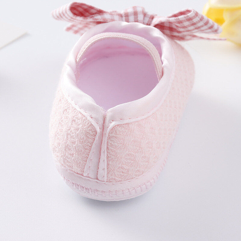 Baumwolle First Walker Schuhe für Neugeborene Mädchen Kleinkind Schuhe Stirnband Set Baby Wohnungen Bogen Knoten Stirnband weiche Sohle rutsch fest